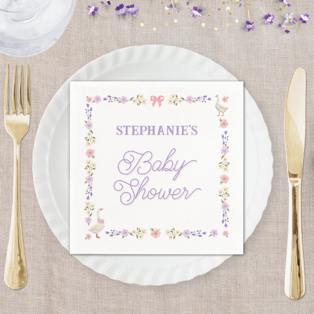 Baby Shower Wildblommes Geese Personlig Pappersservett (Skapare uppladdad)