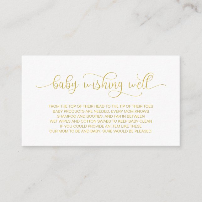 Baby Shower, Wishing well, Hand Lettered Guld Tilläggskort (Framsida)