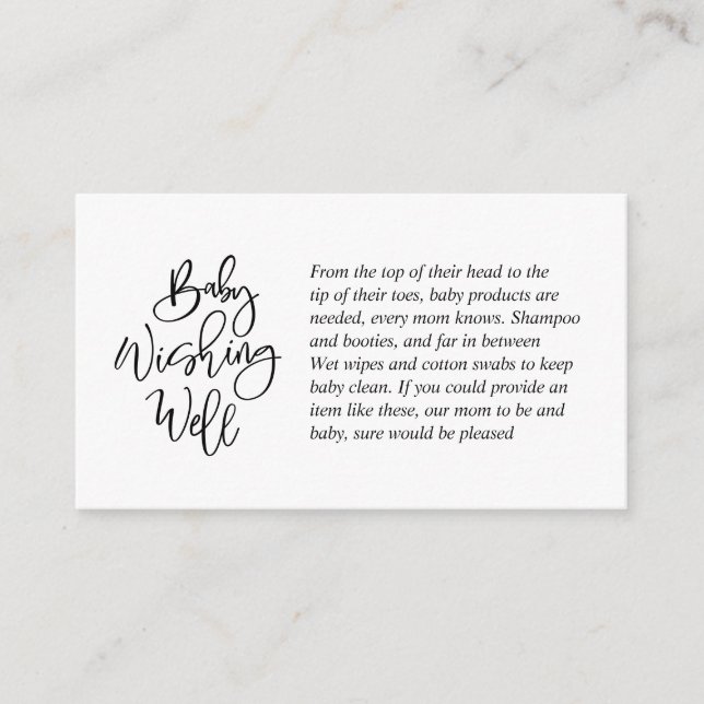 Baby Shower, Wishing well, Kreativ Black Script Tilläggskort (Framsida)
