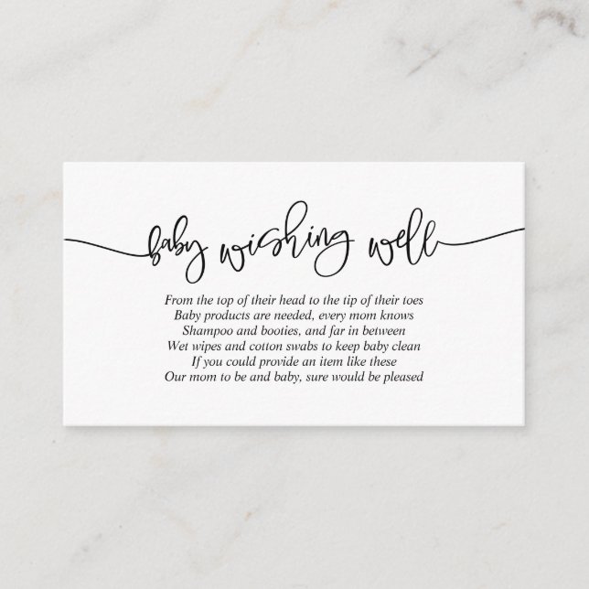 Baby Shower, Wishing well, Kreativ Black Script Tilläggskort (Framsida)