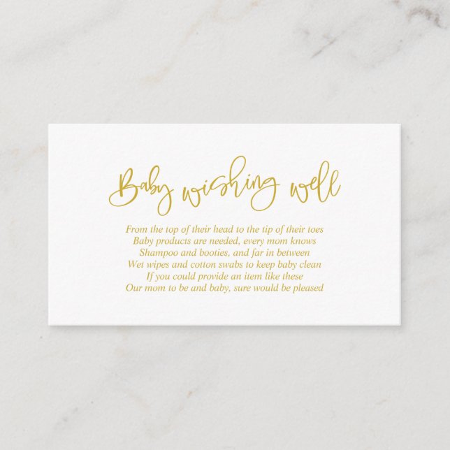 Baby Shower, Wishing well, Kreativ Guld Script Tilläggskort (Framsida)