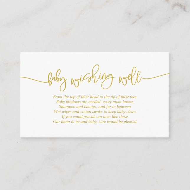 Baby Shower, Wishing well, Kreativ Guld Script Tilläggskort (Framsida)