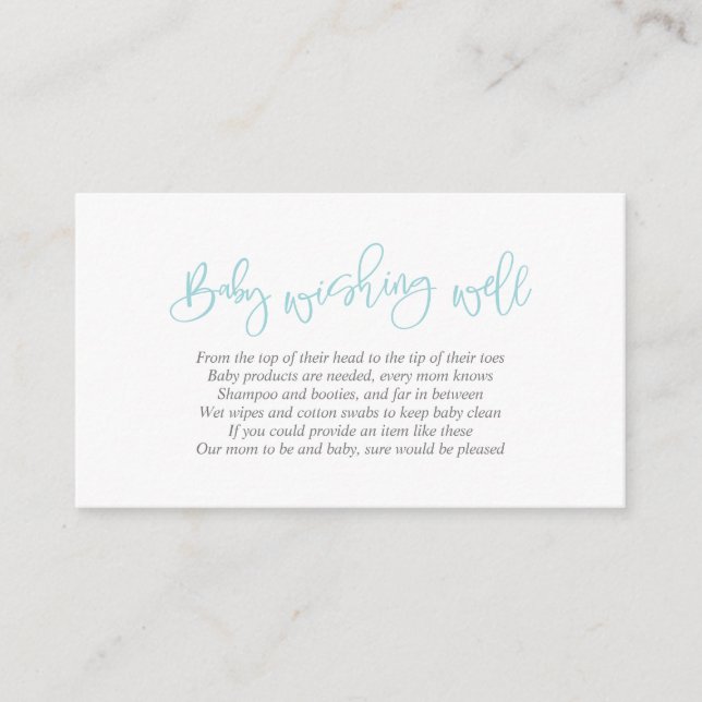 Baby Shower, Wishing well, Kreativ Tiffany Script Tilläggskort (Framsida)