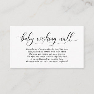Baby Shower, Wishing well, Modern Black Script Tilläggskort
