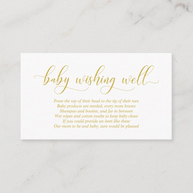 Baby Shower, Wishing well, Modern Guld Script Tilläggskort (Framsida)