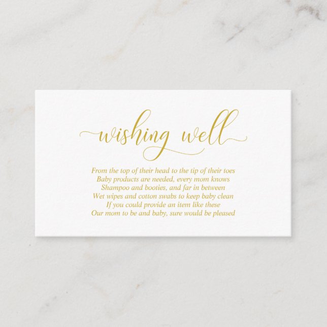 Baby Shower, Wishing well, Modern Guld Script Tilläggskort (Framsida)