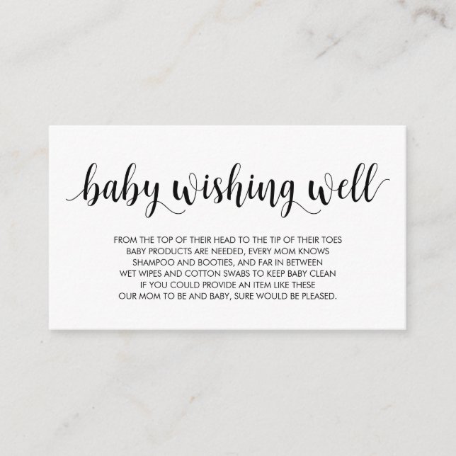 Baby Shower, Wishing well, Modern Rustic Black Tilläggskort (Framsida)