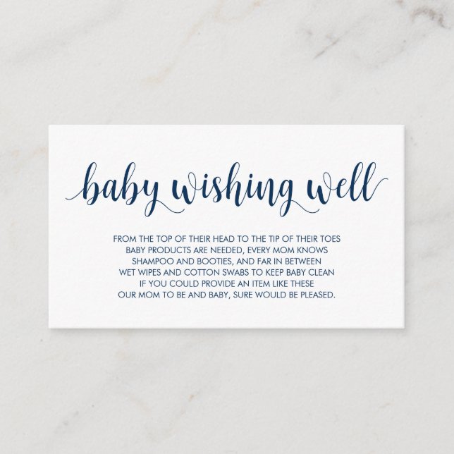 Baby Shower, Wishing well, Modern Rustic Navy Blue Tilläggskort (Framsida)
