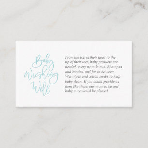 Baby Shower, Wishing well, tiffany, grått Script Tilläggskort