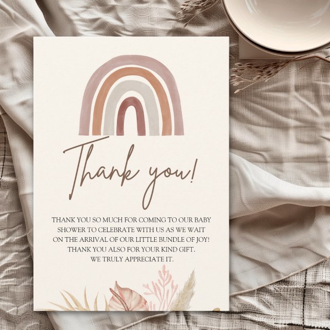 Baby Shower with Boho Rainbow  Tack Kort (Skapare uppladdad)