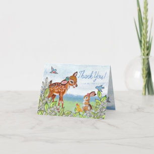 Baby Shower Woodland Animal Hjort Bunny Anka Cute Tack Kort