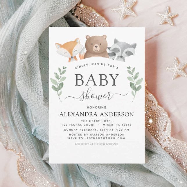 Baby Shower Woodland Eucalyptus Greenery Inbjudningar (Skapare uppladdad)