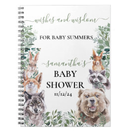 Baby Shower Woodland Forest Animals Önskemål Wisdo Anteckningsbok
