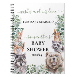 Baby Shower Woodland Forest Animals Önskemål Wisdo Anteckningsbok