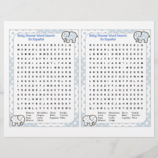 Baby Shower word search Spanish Reklamblad