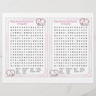 Baby Shower word search Spanish Reklamblad