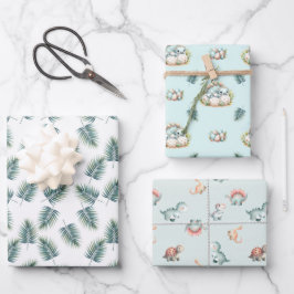 Baby Shower Wrapping Paper Set Dinosaur Dino Mite 