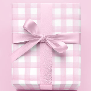 Baby Shower Wrapping Papper Girl Rosa Gingham Presentpapper