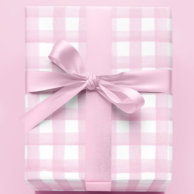 Baby Shower Wrapping Papper Girl Rosa Gingham Presentpapper (Skapare uppladdad)