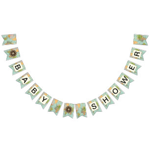 Baby showerbaner - multifärgadkartatema vimplar
