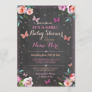 Baby showerfjärilen är det en flicka- eller inbjudningar