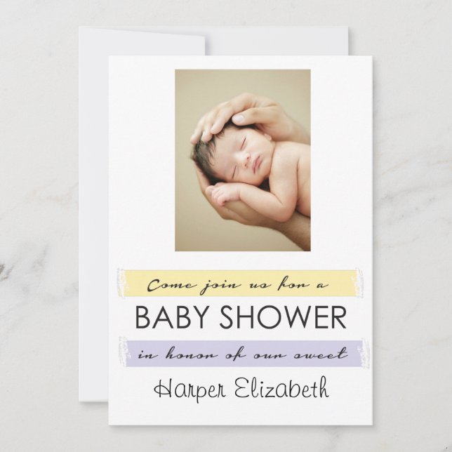 Baby showerfotoinbjudan inbjudningar (Framsida)