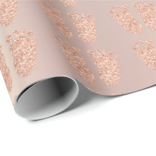 Baby showerglitterflickan förkopprar rosa guld- presentpapper