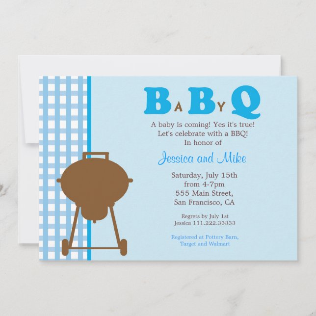 Baby showerinbjudan för BBQ BaByQ Inbjudningar (Framsida)