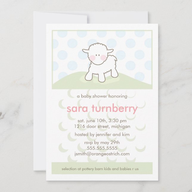 Baby showerinbjudan - lite Lamb Inbjudningar (Framsida)