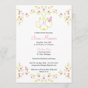 Baby showerinbjudan - Monogram Inbjudningar