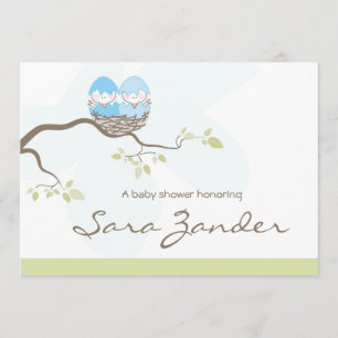 Baby showerinbjudan - tvilling- baby med inbjudningar