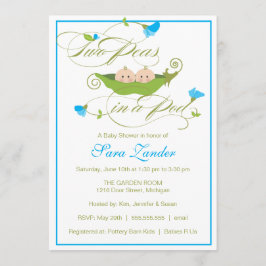 Baby showerinbjudan - tvilling- pojkeärta i en pod inbjudningar