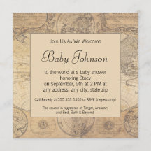 Baby showerinbjudan - vintagekartatema