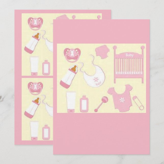 baby showerkort inbjudningar (Fram/baksida)