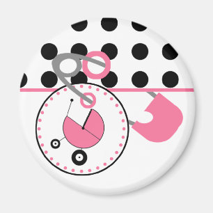Baby showermagnet - polkaen pricker, & den rosa magnet