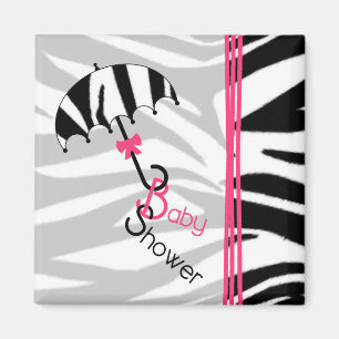 Baby showermagnet - zebra tryckparaply & rosor magnet