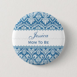 Baby showermamma som är BLÅTT för damast V02 Knapp