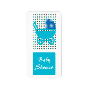 Baby showerPolkadot barnvagn Adressetikett