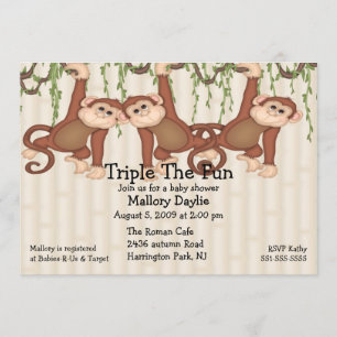 Baby showerTripletapor Inbjudningar