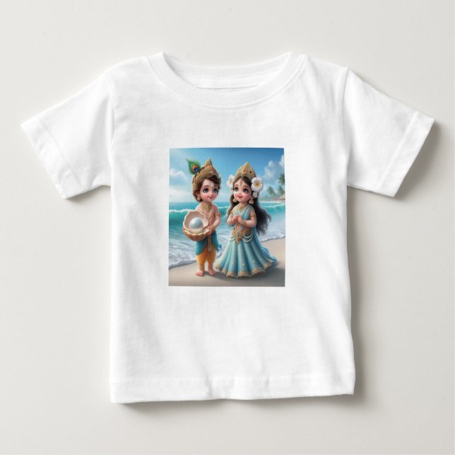 Baby Shree Krishna & Radha med Diamond Divine T Shirt (Framsida)