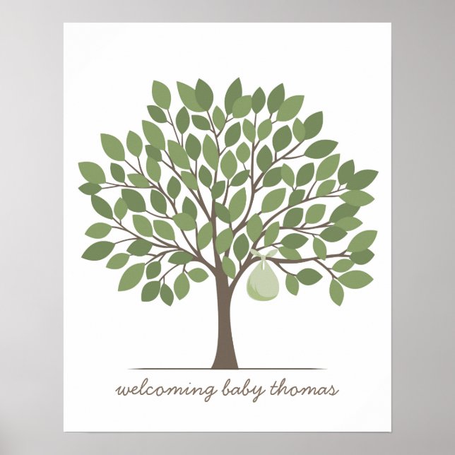 Baby Signaturträd - Stor - Grön Poster (Framsidan)