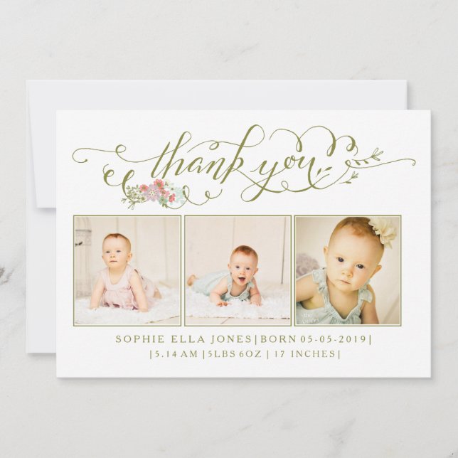 Baby Sip & See Tack Birth Notice Inbjudningar (Framsida)