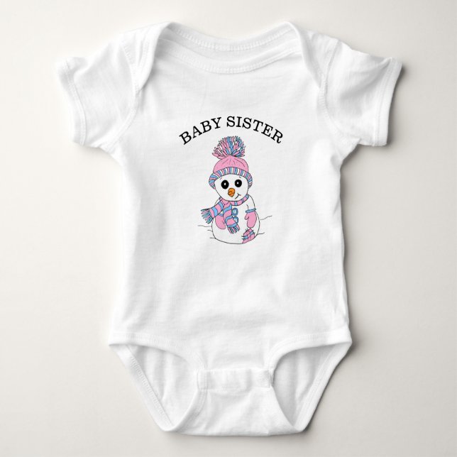 Baby Sister Snögubbe Cute Whimsical jul T Shirt (Framsida)