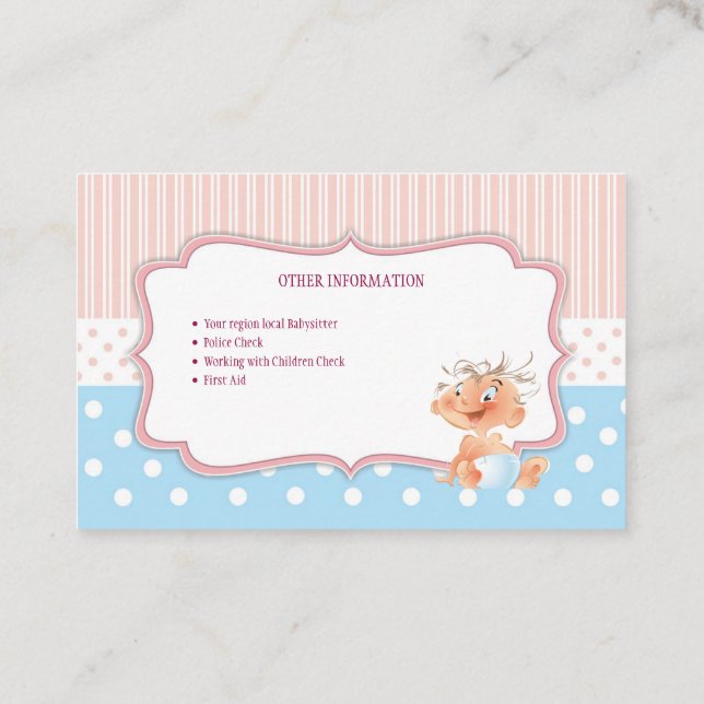 Baby sitters, Business card  Visitkort (Baksida)