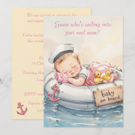 Baby Sjöman Flicka Digital Nedladdning Inbjudan