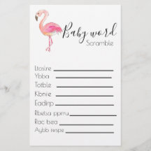 Baby-skammussla babyduschspel flamingo