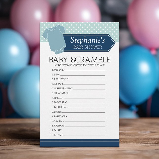Baby-skammusslor - Blue Boy Polka dots (Custom Baby Shower Games)