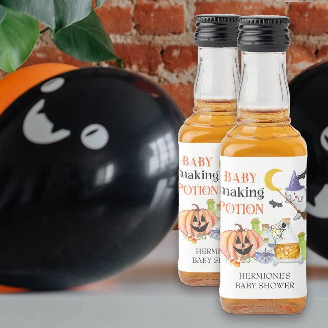 Baby Skapar Potion Halloween Baby Shower Mini Spritflaskor Etikett (Baby Making Potion baby shower bottle labels)