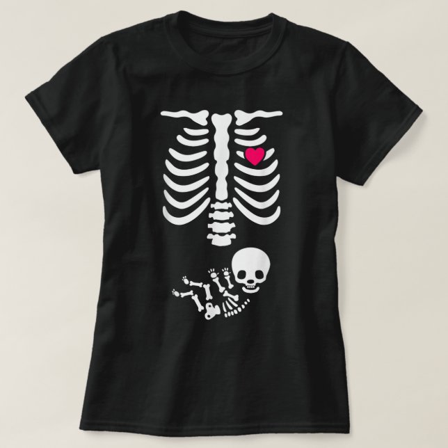 Baby Skeleton Gravid Meddelande om röntgenfunktion T Shirt (Design framsida)