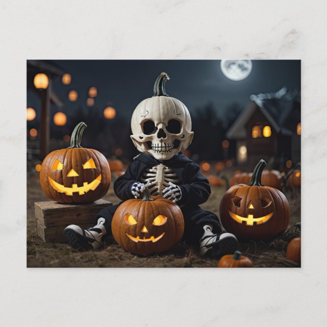 Baby Skeleton in Pumpkin Patch Vykort (Framsida)